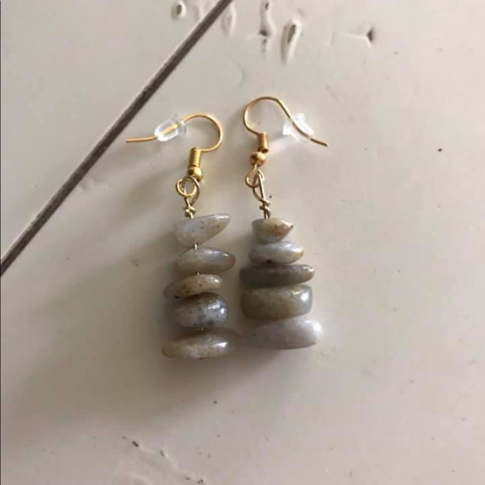 Natural stacked stone earrings